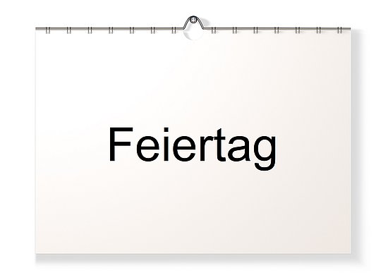 Kalender mit Aufdruck Feiertag